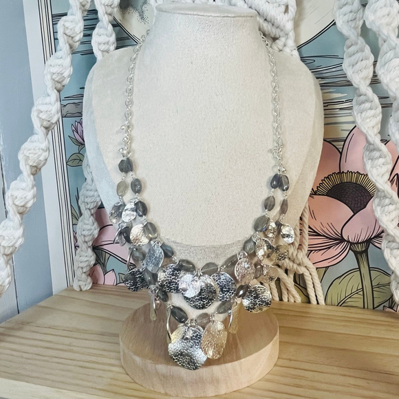 Stella & Dot Jewelry - Stella & Dot Statement Necklace | Silver Circle Dangles Elegant Designer Jewelry